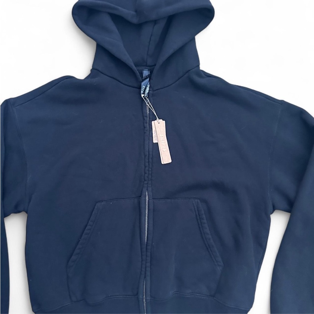 SKIMS *NWT VINTAGE FLEECE ZIP UP HOODIE | COLOR: WASHED ONYX | SIZE: L - Picture 7 of 12
